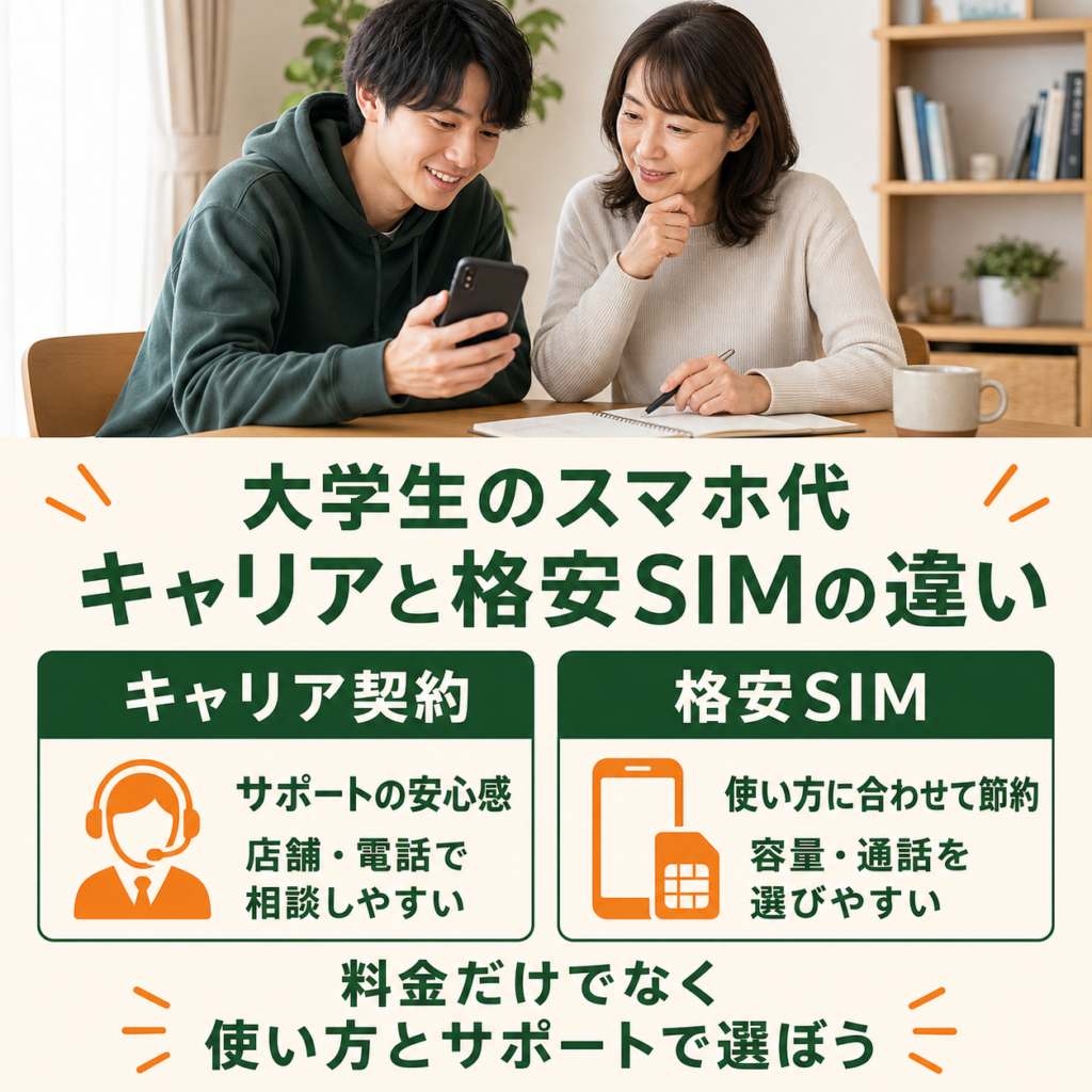 スマホ代キャリアと格安SIMの違い