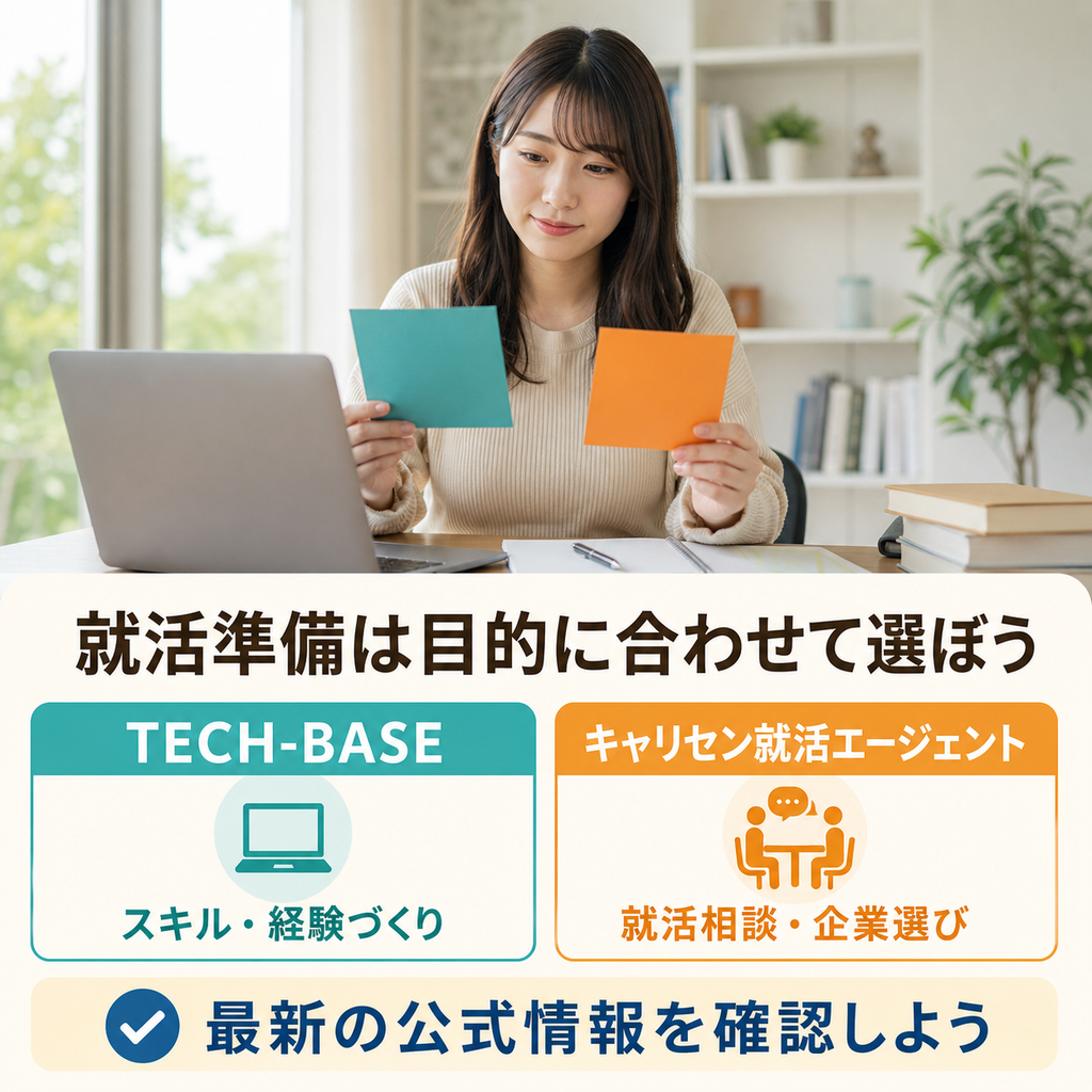 TECH-BASEとキャリセン就活エージェントは目的に合わせて選ぼう