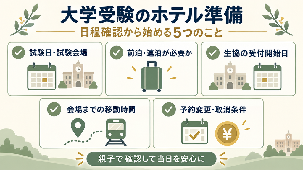 大学受験のホテルは日程確認から始める