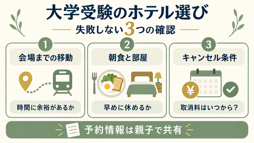 大学受験のホテル選びで失敗しない確認項目