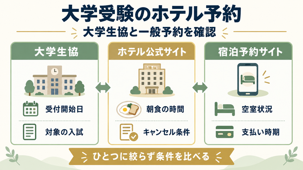 大学受験のホテルは大学生協も確認する