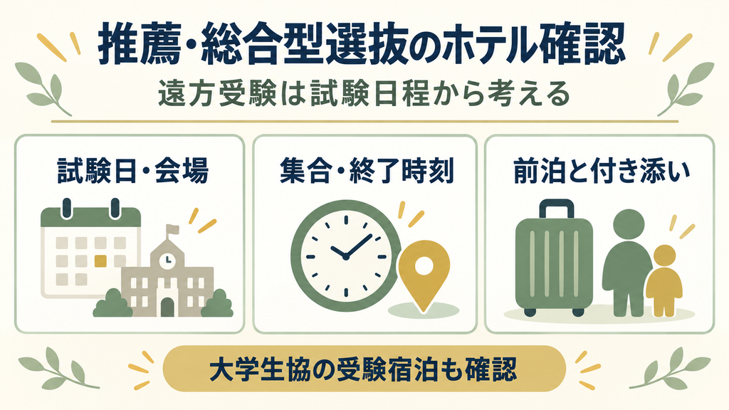 大学受験のホテルは大学生協も確認する