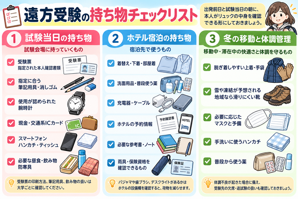 遠方受験の持ち物チェックリスト