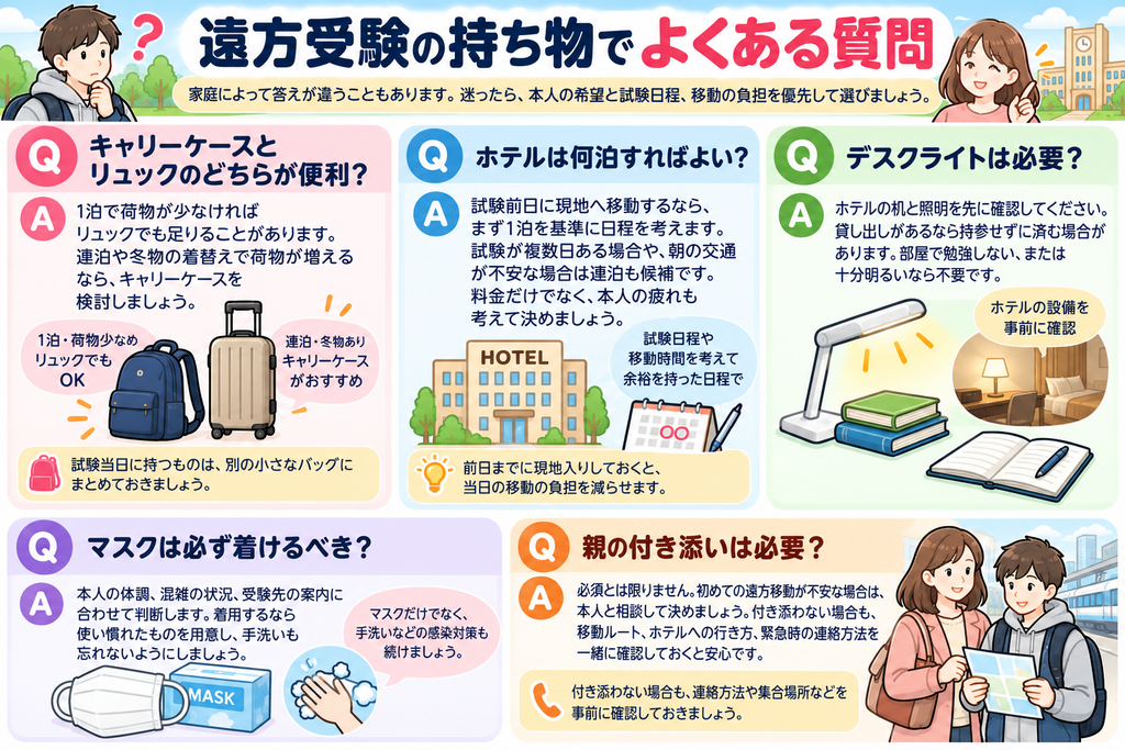 遠方受験の持ち物でよくある質問