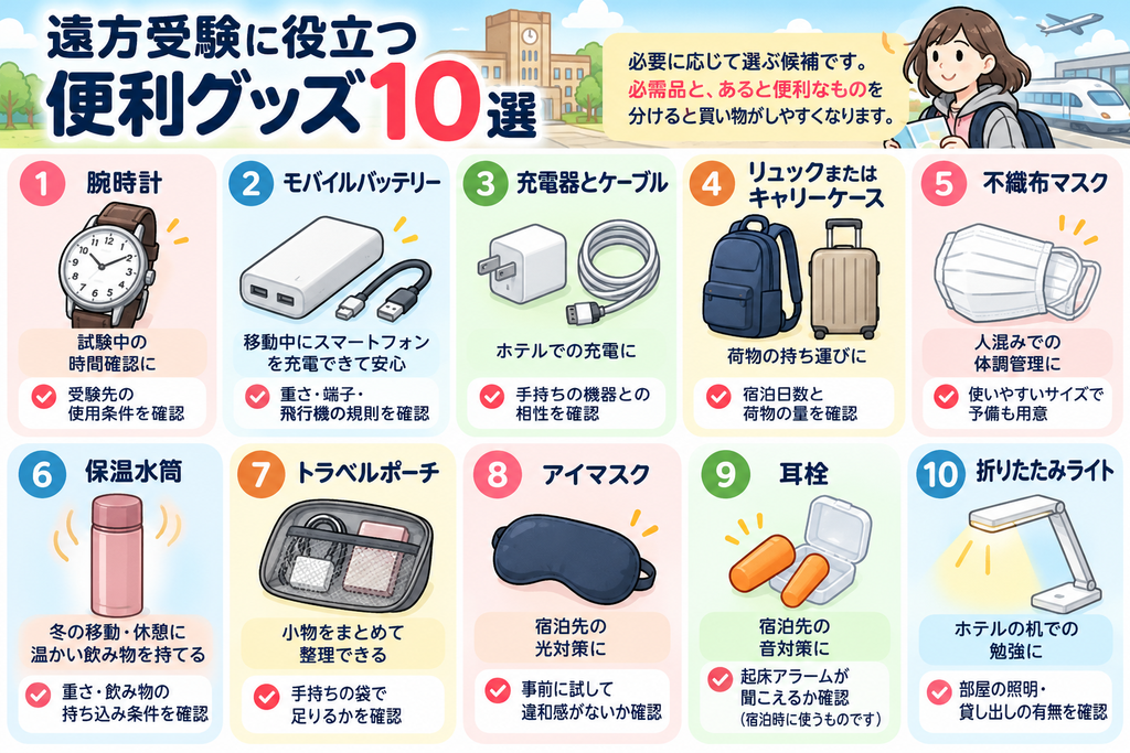 遠方受験に役立つ便利グッズ10選